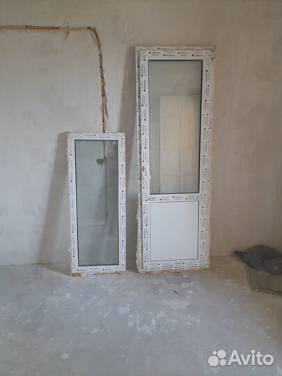 Пластиковое окно и дверь, б/у
