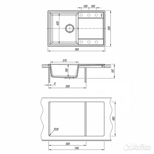 Кухонная мойка Lemark Imandra 760 9910029 серый шелк