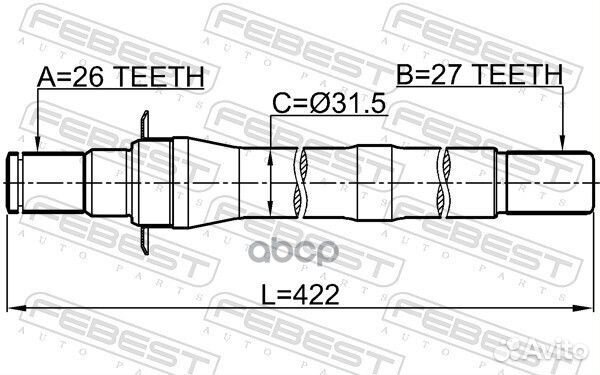 Полуось перед прав hyundai IX35/tucson 10MY