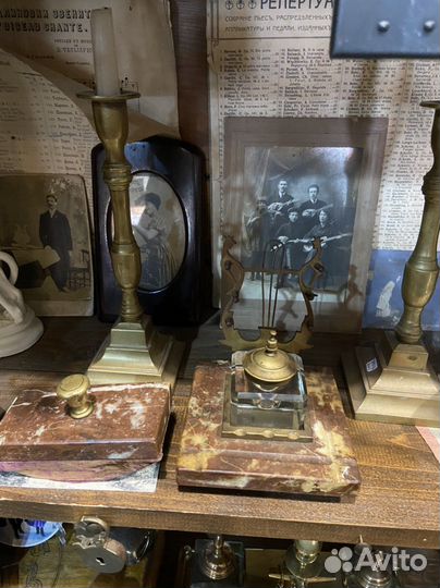 Старинная чернильница, держатель для перьев