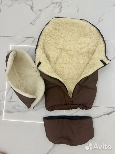 Зимний конверт в коляску на овчине и муфта