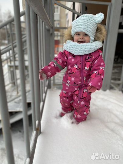 Шапка снуд, комплект зимний