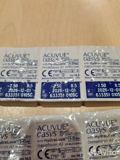 Линзы Acuvue Oasys 1 day -2,50; 8.5