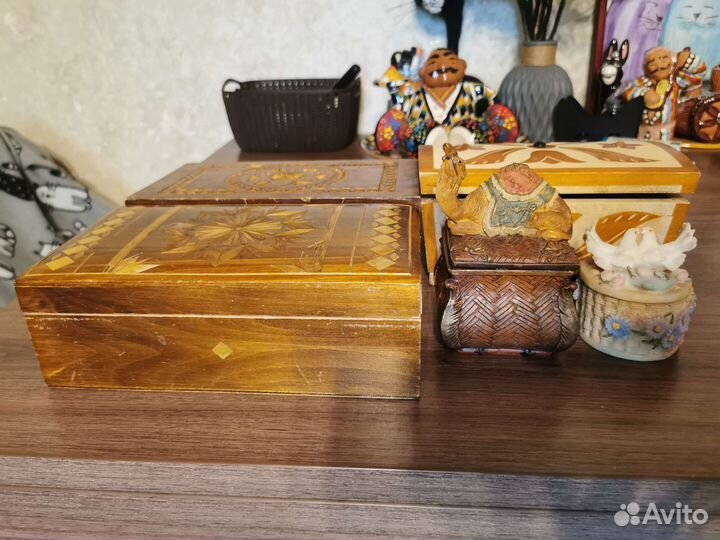 Шкатулки дерево СССР, полистоун верблюд и голуби