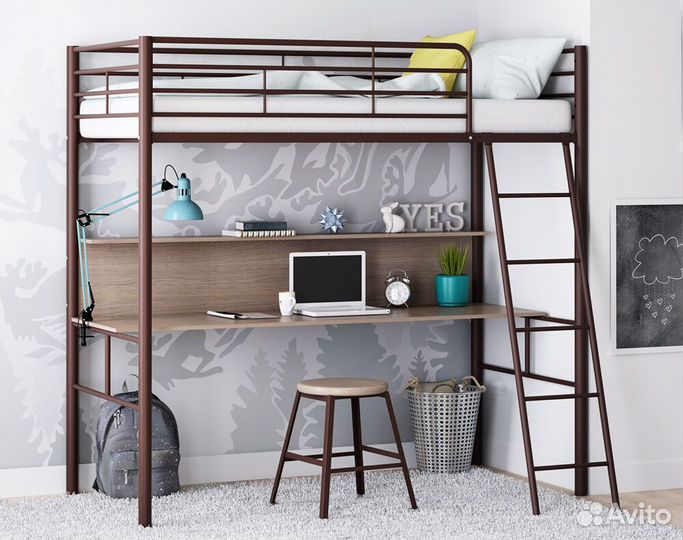 Металлическая кровать-чердак