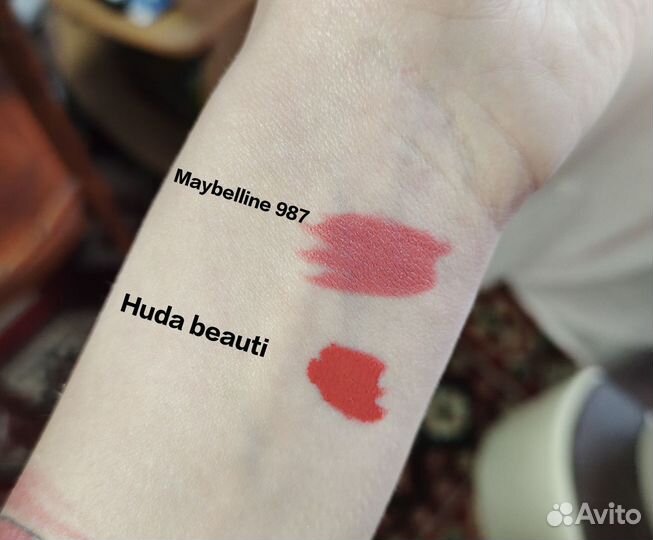 Помада Maybelline 987, Помада Huda beauty