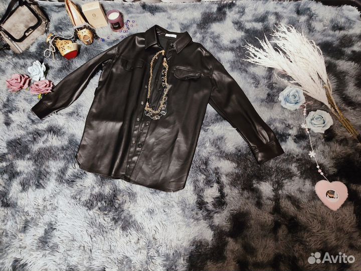 Кожаная рубашка mango (44-50)