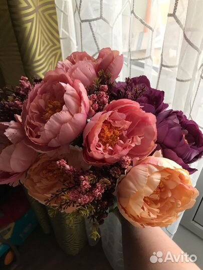 Искусственные цветы букеты пионы