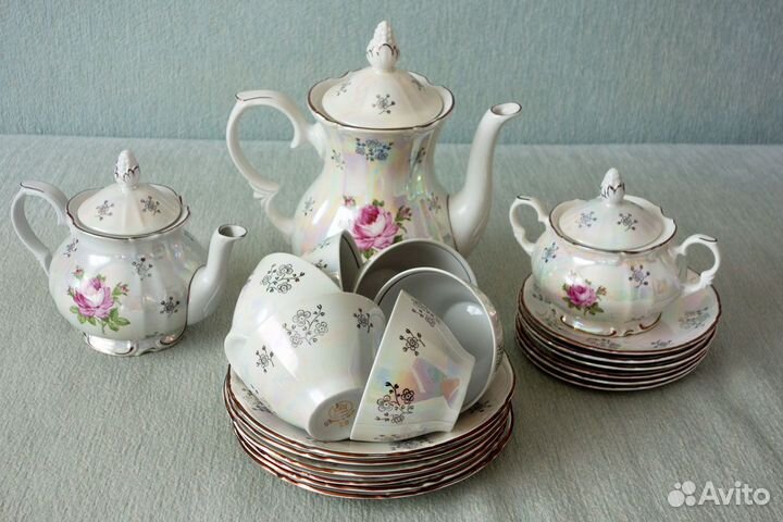 Чайно-кофейный сервис «Роза» пр-во ГДР, Kahla