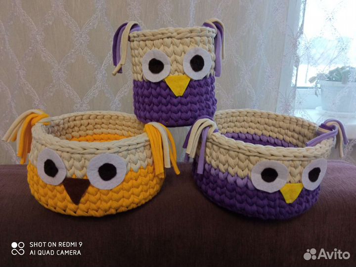 Корзиночки из трикотажной пряжи