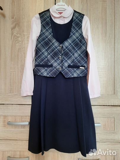 Сарафан SkyLake и рубашка для девочки 140 см, 3 шт