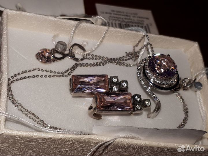 Новое Серебро 925 сапфиры,топазы,роз.кварц