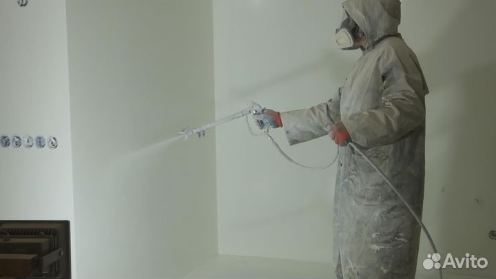 Шпаклевка и окраска стен Механическая