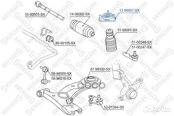 Опора амортизатора пер. 1298067SX Stellox