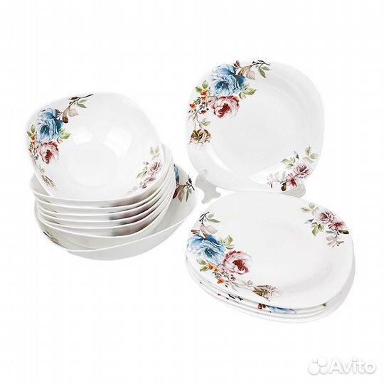 Набор столовый 13 пр, гл/кв: тарелка d21,5см - 6ш