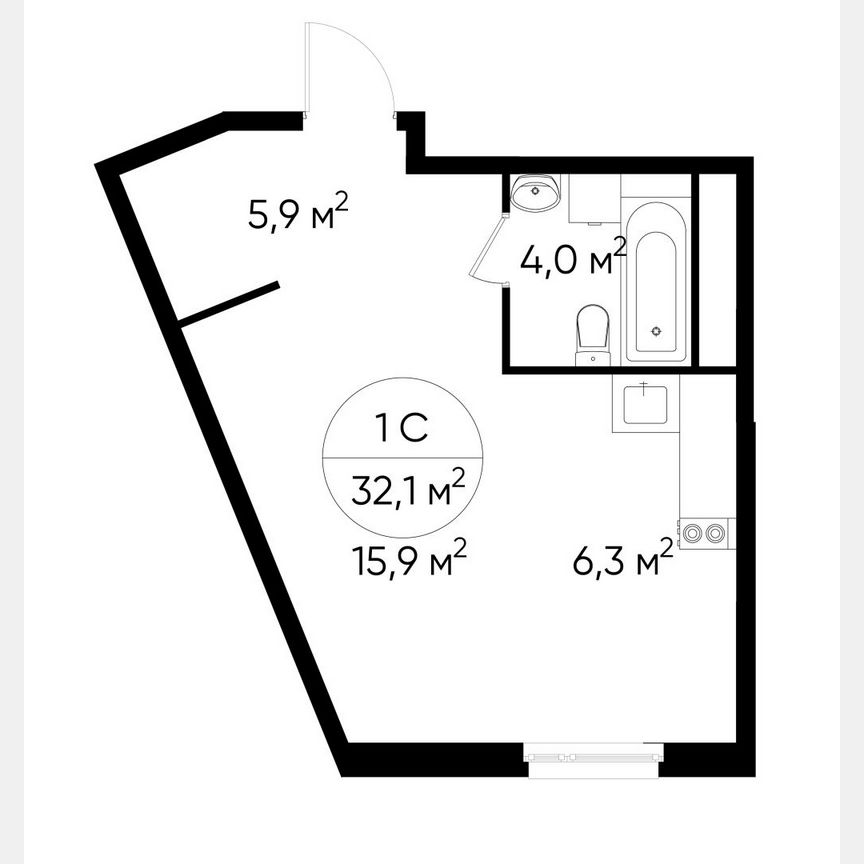 Квартира-студия, 32,1 м², 11/17 эт.