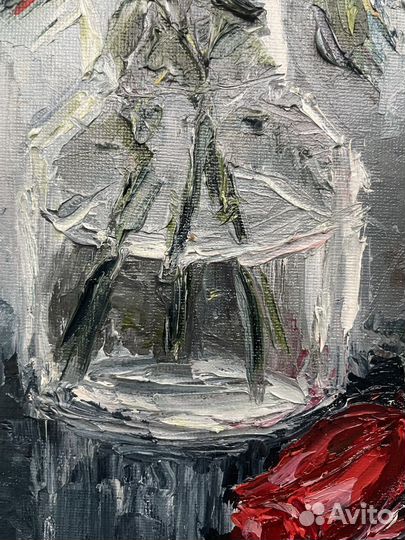 Картина маслом на холсте Розы, букет цветов