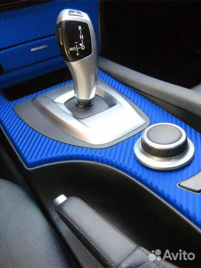 Карбоновая пленка синяя 3D виниловая для авто и ме