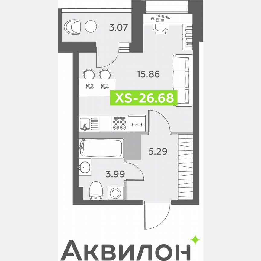 Квартира-студия, 26,7 м², 7/12 эт.