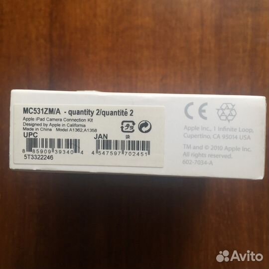 Apple iPad Camera Connection Kit mc531zm/A