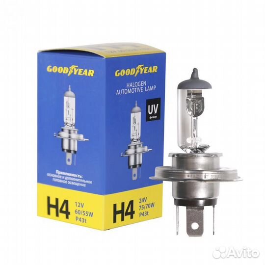 Лампа галогеновая головного света н4 12/60/55w p43