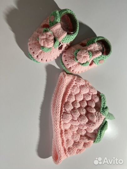 Пинетки зимние и шапочка комплект