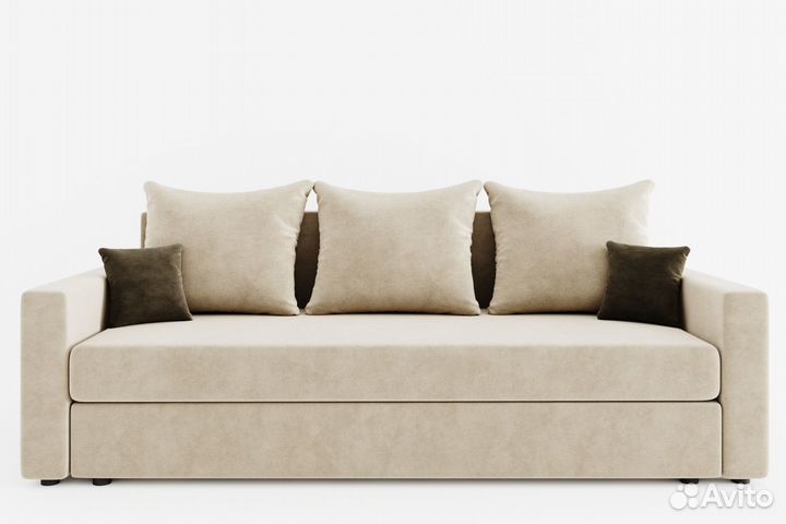 Диван прямой Олимп-1 (пружинный блок) с ножками-ку