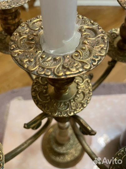 Старинный подсвечник латунь на 5 свечей