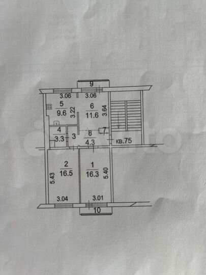 3-к. квартира, 64,5 м², 5/5 эт.