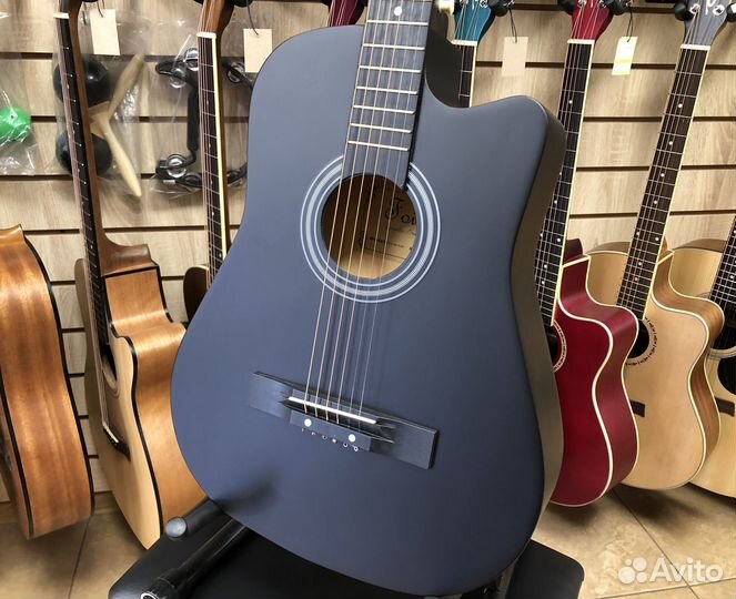 Гитара акустическая для обучения(черная матовая)