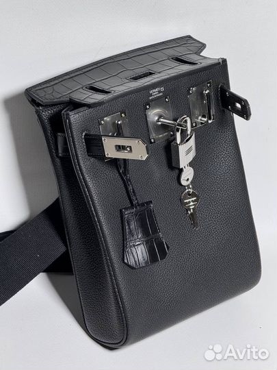 Мужская сумка слинг Hermes из натуральной кожи