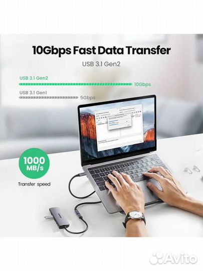 Кабель ugreen US372 (30205) 1 м темно-серый USB-C