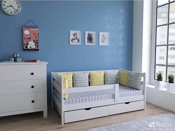 Кроватка из массива софа высокий борт от 2х лет
