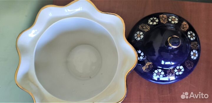 Сахарница, конфетница большая кобальт СССР