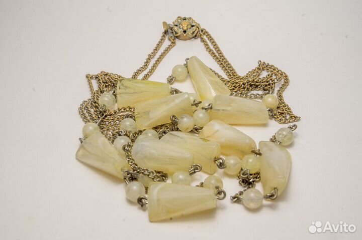 Бусы из натуральных камней на цепочке. Винтаж