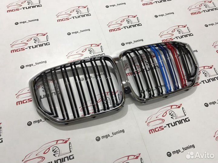 Решетка в BMW Х5 G05 в стиле Х5 М хром + триколор