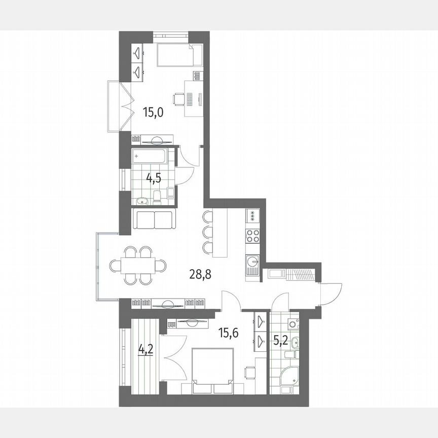 2-к. квартира, 77,8 м², 10/11 эт.