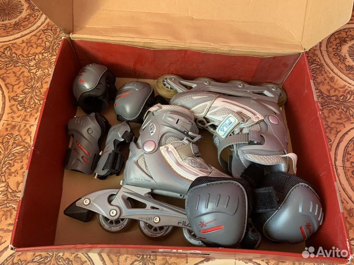 Роликовые коньки Fila детские раздвижные с защитой