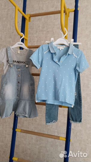 Джинсовый сарафан, футболки, джинсы