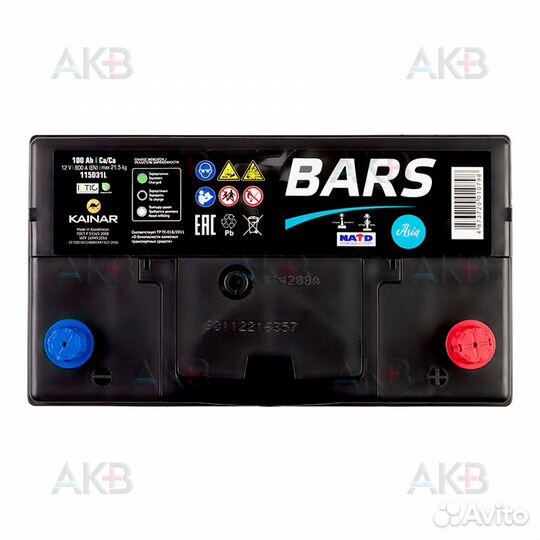 Аккумулятор автомобильный bars Asia 6ст-100 апз о