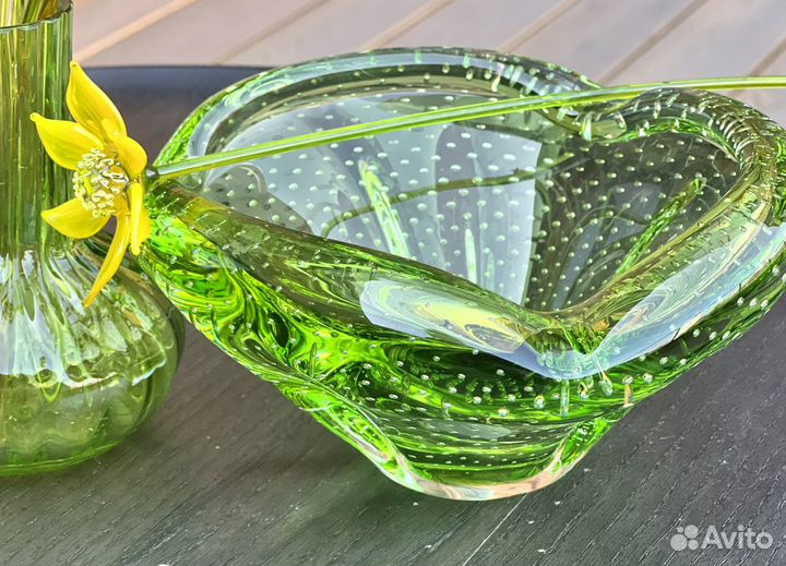 Чешское цветное стекло Ваза