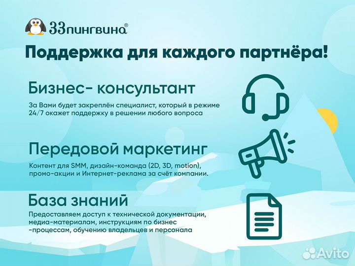 Франшиза киоск - мороженое, напитки «33 пингвина»