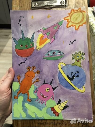 Стенгазета, рисунки «Космос « в сад / школу