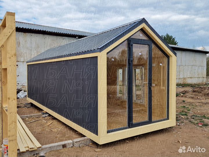 Деревянная баня с верандой под ключ