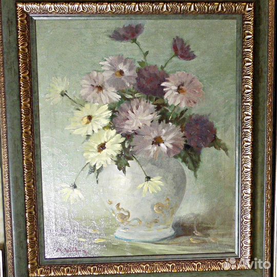 Картина.Франция.19 век.vollon.Цветы.Холст.Масло