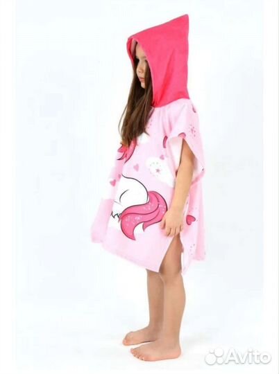 Полотенце с капюшоном пончо накидка махровая