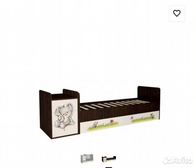 Детская кроватка с маятником и ящиком