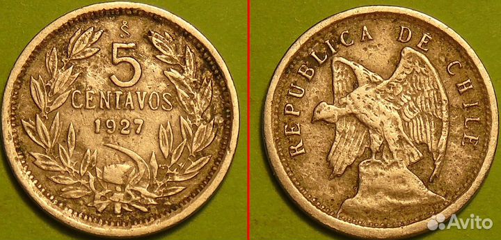 Чили 5 сентаво 1927 год