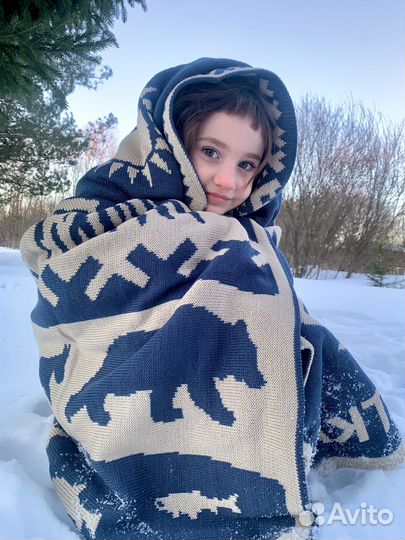 Плед вязаный Камчатка / Покрывало на кровать