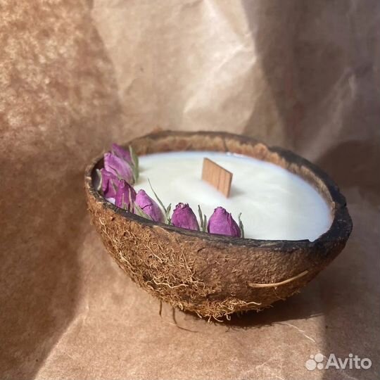 Подарочный набор для создания свечи в кокосе